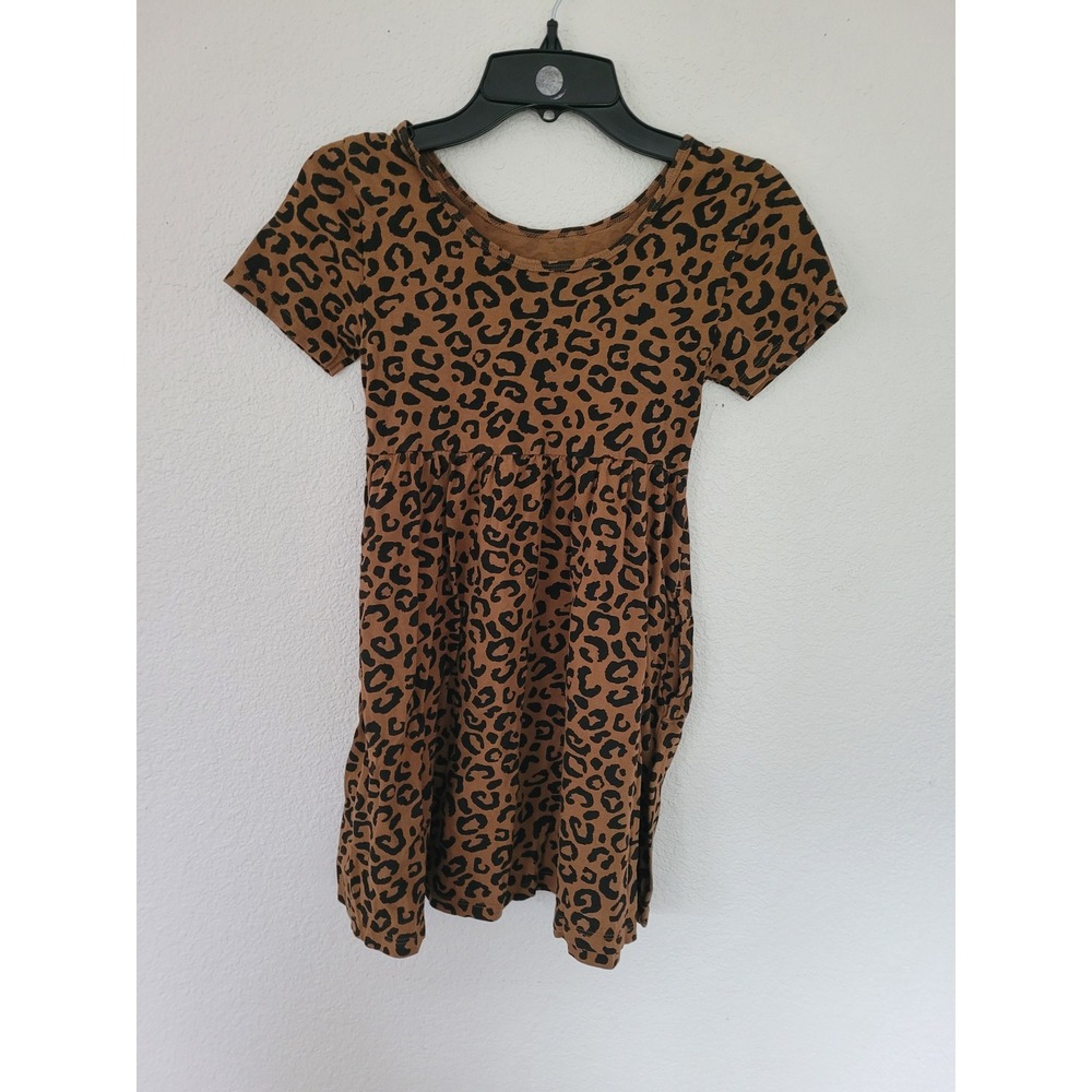 Old Navy Girls Brown Leopard Print Short Sleeve Babydoll Dress Size M 8 #3